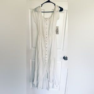 Indigo Rose Women's White Gold Button Front  Hi-Lo Maxi Dress Size small